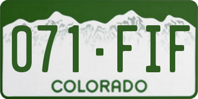 CO license plate 071FIF