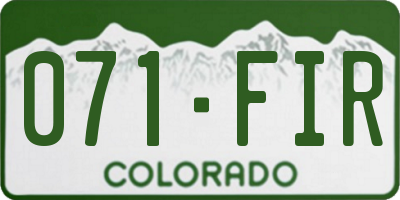 CO license plate 071FIR