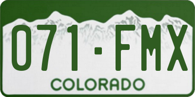 CO license plate 071FMX