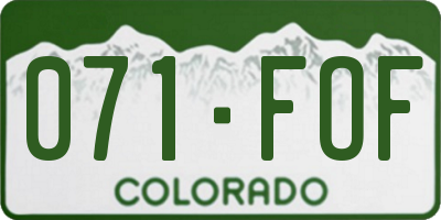 CO license plate 071FOF