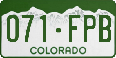 CO license plate 071FPB