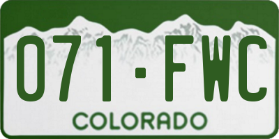 CO license plate 071FWC