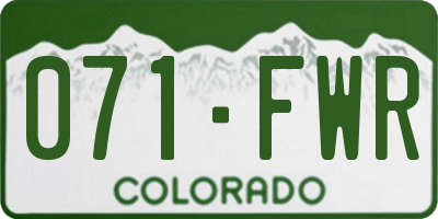 CO license plate 071FWR