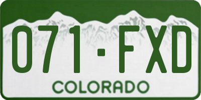 CO license plate 071FXD