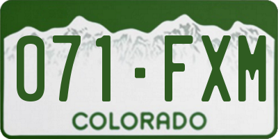 CO license plate 071FXM