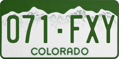 CO license plate 071FXY