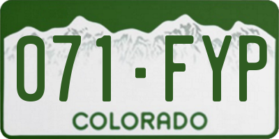 CO license plate 071FYP