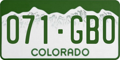 CO license plate 071GBO