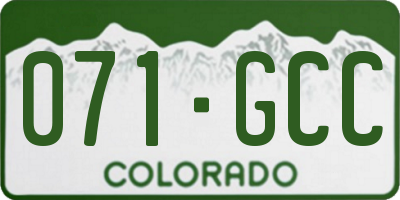 CO license plate 071GCC
