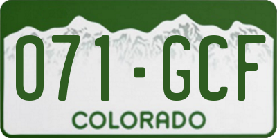 CO license plate 071GCF