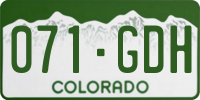 CO license plate 071GDH