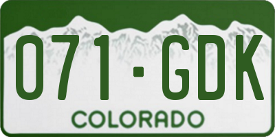 CO license plate 071GDK