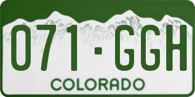 CO license plate 071GGH
