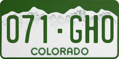 CO license plate 071GHO