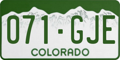 CO license plate 071GJE