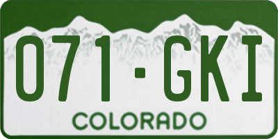 CO license plate 071GKI