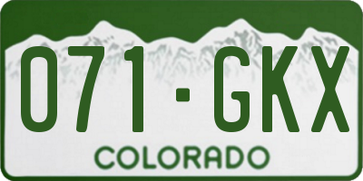 CO license plate 071GKX