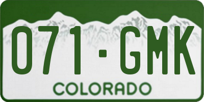 CO license plate 071GMK
