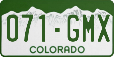 CO license plate 071GMX
