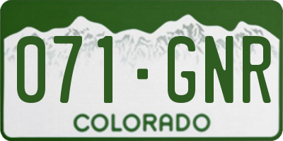 CO license plate 071GNR