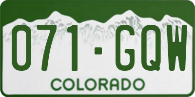 CO license plate 071GQW
