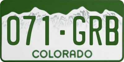 CO license plate 071GRB