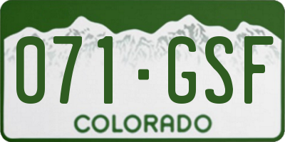 CO license plate 071GSF