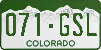 CO license plate 071GSL