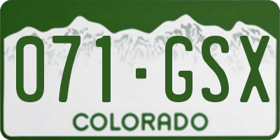 CO license plate 071GSX