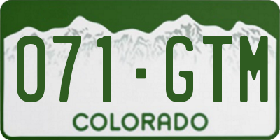 CO license plate 071GTM