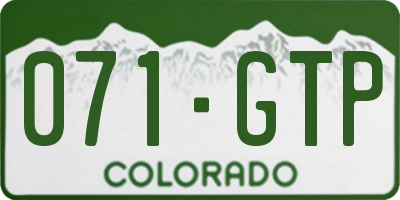 CO license plate 071GTP