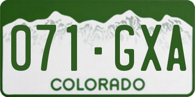 CO license plate 071GXA