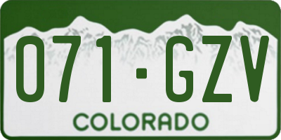 CO license plate 071GZV