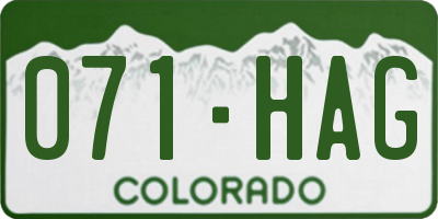 CO license plate 071HAG