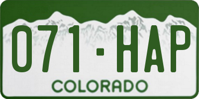 CO license plate 071HAP