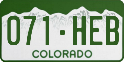 CO license plate 071HEB