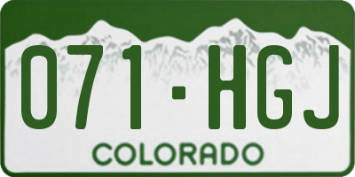 CO license plate 071HGJ