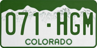 CO license plate 071HGM