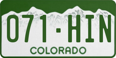 CO license plate 071HIN