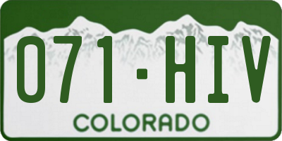 CO license plate 071HIV