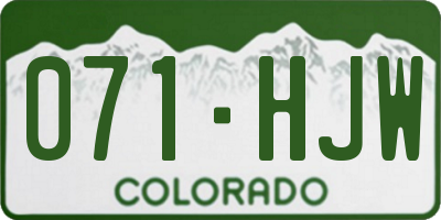 CO license plate 071HJW