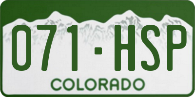 CO license plate 071HSP