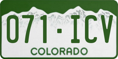 CO license plate 071ICV