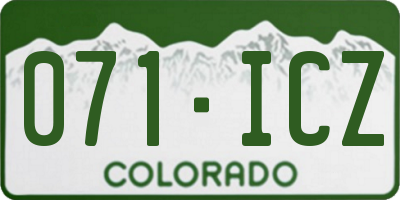 CO license plate 071ICZ