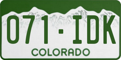 CO license plate 071IDK