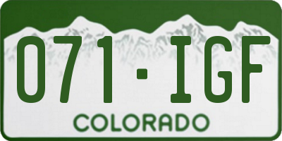 CO license plate 071IGF