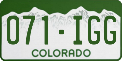 CO license plate 071IGG