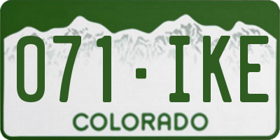 CO license plate 071IKE
