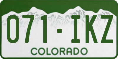 CO license plate 071IKZ