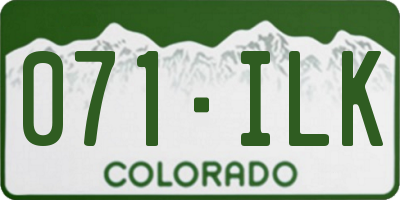 CO license plate 071ILK
